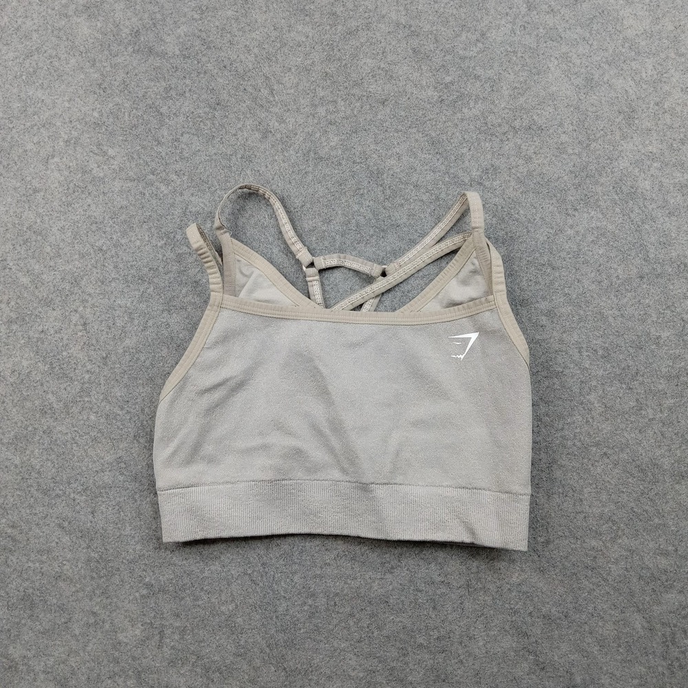 Gymshark Sports Bra Womens XS Beige Strappy Crossback‎ Padded Athletic Top